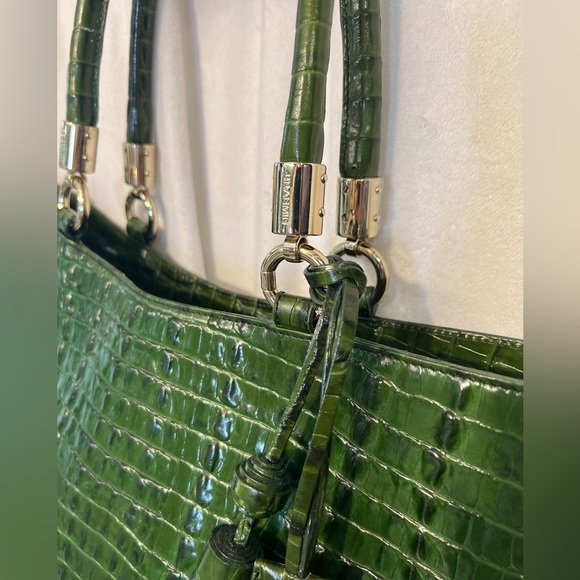 💚🐊BRAHMIN RACING GREEN LA SCALA GENUINE LEATHER STUNNING SWEETHEART TOTE🐊💚 - Picture 13 of 17